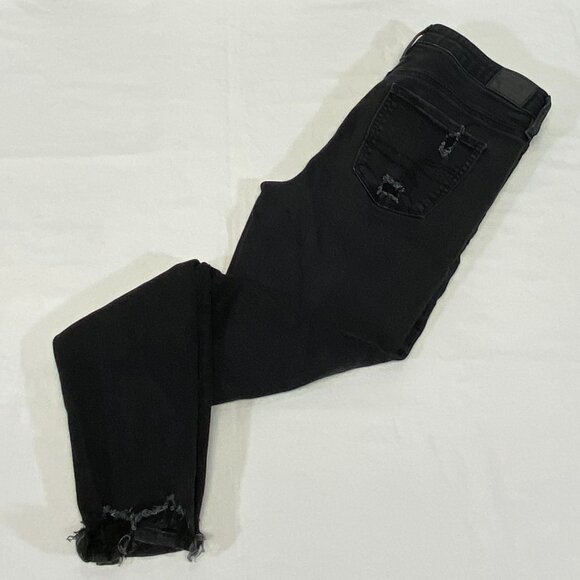 American Eagle Next Level Stretch Distress Destroyed Skinny Denim Jeans Black 8 - Picture 9 of 14
